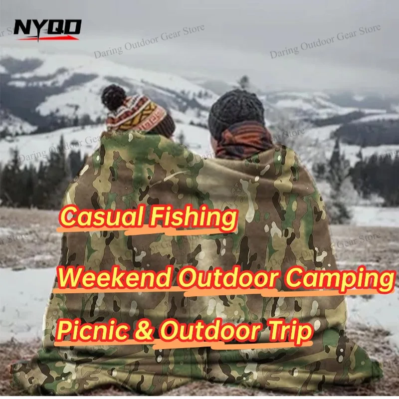 

Outdoor Camouflage Fleece Blanket Thick Waterproof Windproof Warm Portable Washable Camping Picnic Blanket