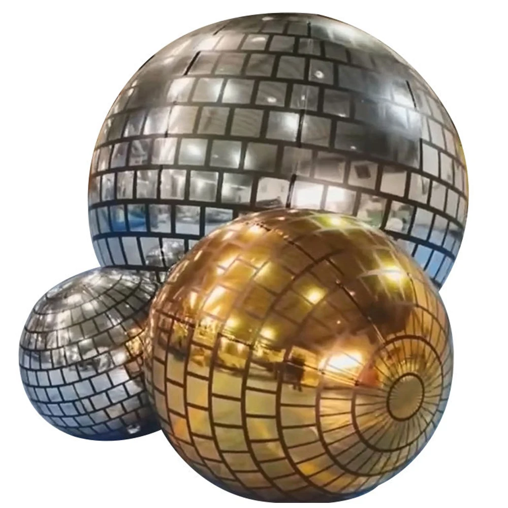 Large Balloon Pvc Shiny Inflatable Sphere Disco Ball Reflection Christmas Giant Inflatable Silver Chrome  Gold  Mirror Ball