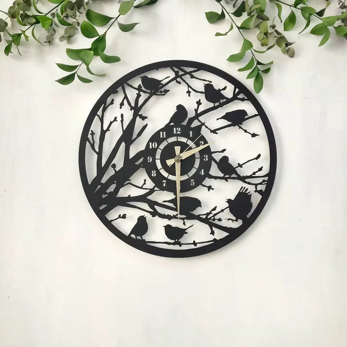 2024 New 14 Inches Creative Metal Black Bird Wall Clock Nordic Iron Home Decoration Silent Quartz Clock Wall Clock Modern Design