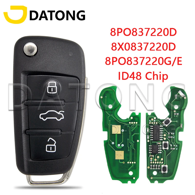 

Универсальный автомобильный ключ Datong World для Audi A3 S3 TT A4 S4 2005-2013, PN 8P0837220E, с чипом 48, 315 МГц, смарт-ключ с автоконтролем