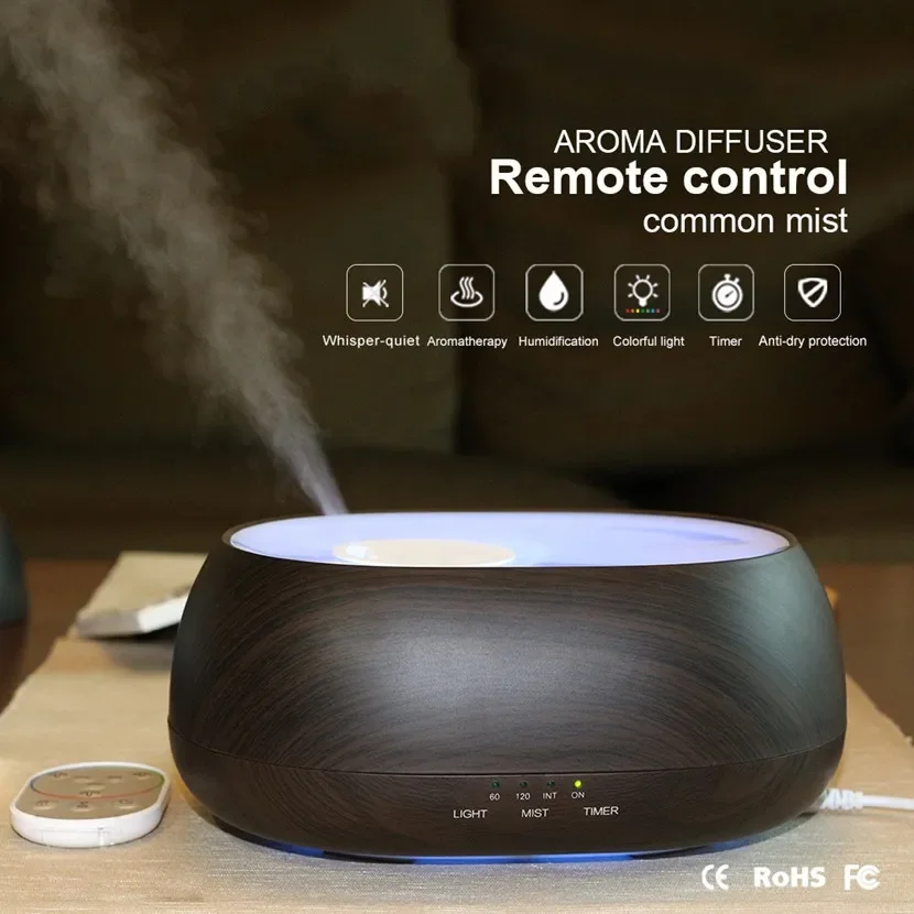 Aroma Essential Oil Diffuser Steam Water Ultrasonic Cool Mist Mini Humidifier Air Purifier 7 Color LED Light Power Time ABS