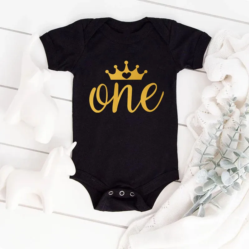 One Year Baby Birthday Bodysuits Cotton Short Sleeved Newborn Boys Girls Rompers Jumpssuit Toddler Baby Birthday Gifts Clothes