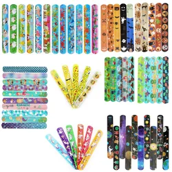 12pcs Cartoon Slap Bracelets Dinosaur Unicorn Pattern Slap Band Toy Kids Birthday Party Favor Classroom Prize Gift Goodie Filler