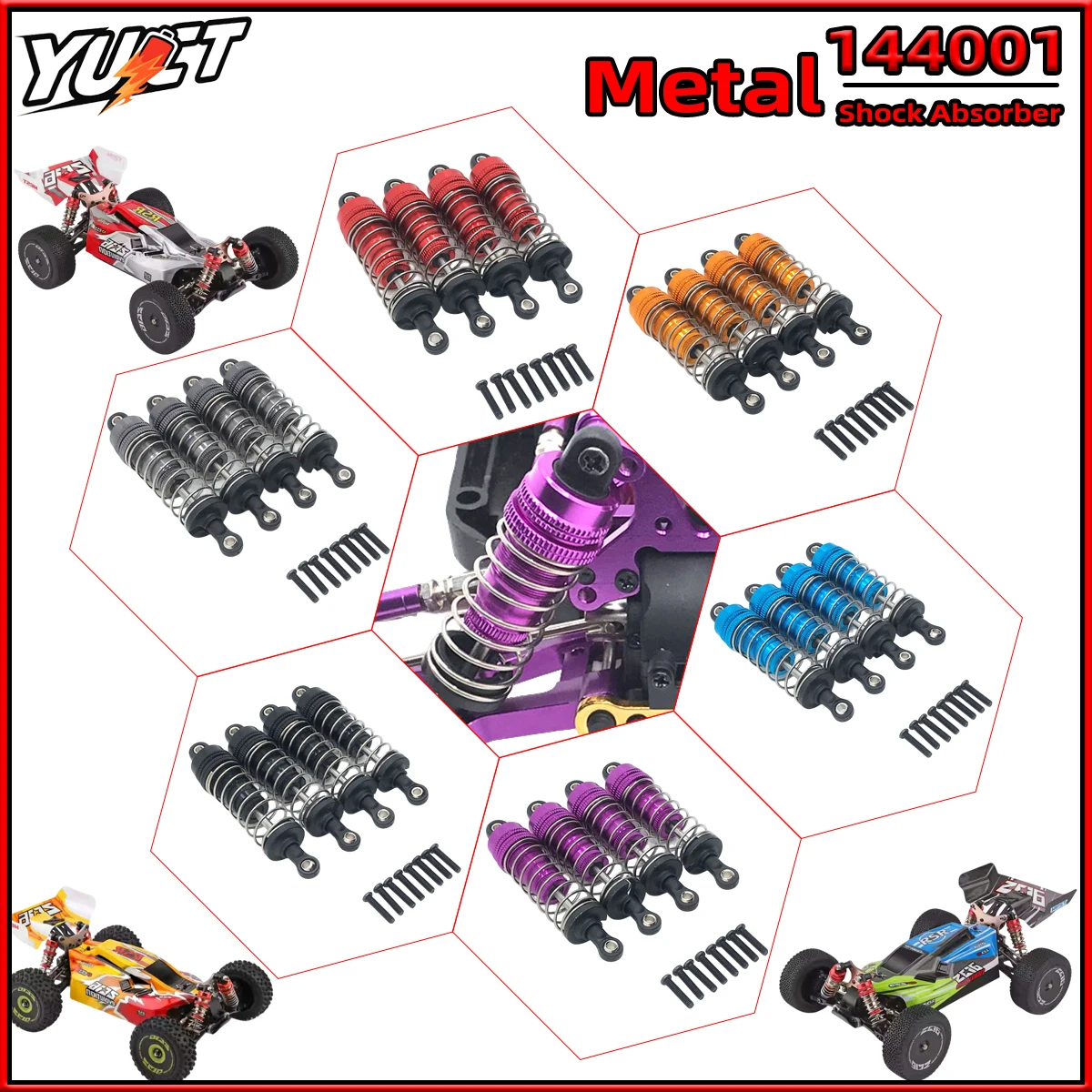 

4PCs/1set Metal Front&Rear Universal Oil Shock for Wltoys 1/12 124017 1/14 144001 144010 RC Car Upgrade Parts