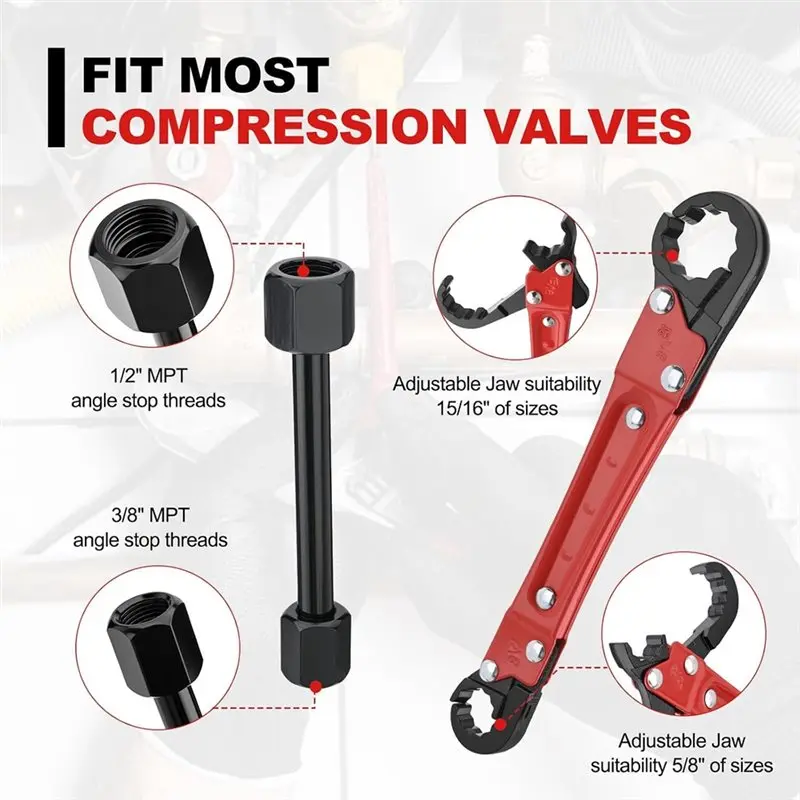 @@AB07 Hot Use Professional Plumbers Wrench Kit Quick Repair Plumbing Tools Including Angle Stop Wrench& 1/2 In Compression