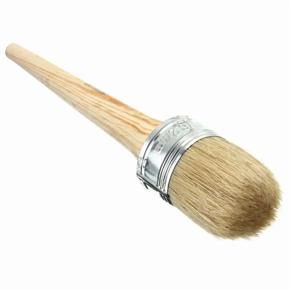 New Home Use Brush Wooden Handle Painting Wax Brushes 185mm Long Round Bristle Chalk Oil Paint DIA