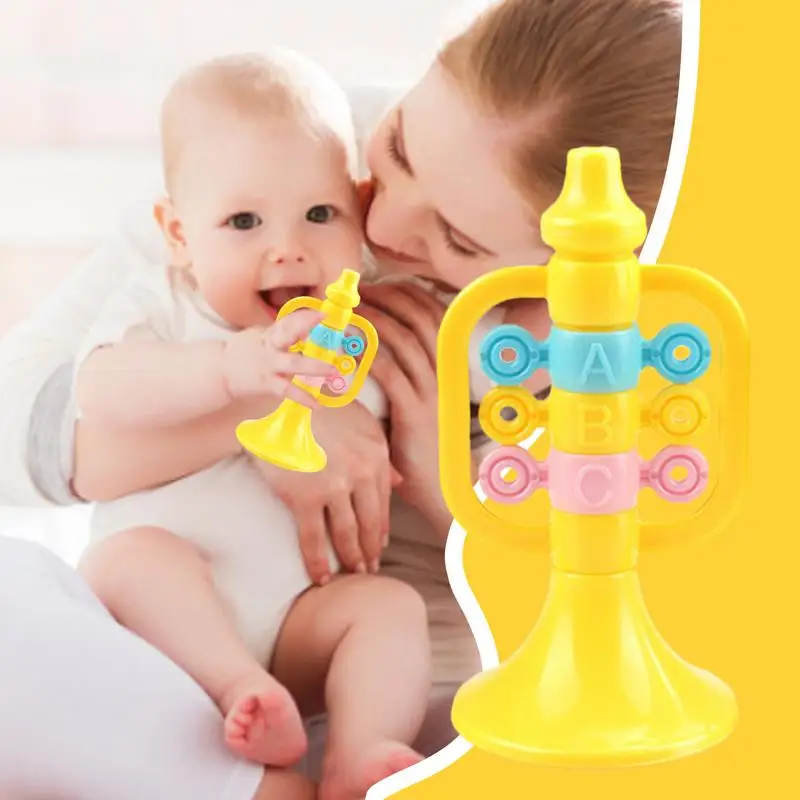 Handheld Trumpet Toy Cartoon Air Horn Instrument Puzzle Enlightenment Trumpet Music Toys For School Dancing Home Karaoke And