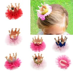 Baby Hair Clips Cute Lace Princess Crown Wedding Birthday Party Dressing Photography Decoration Christmas Hairpins Kids Headwear