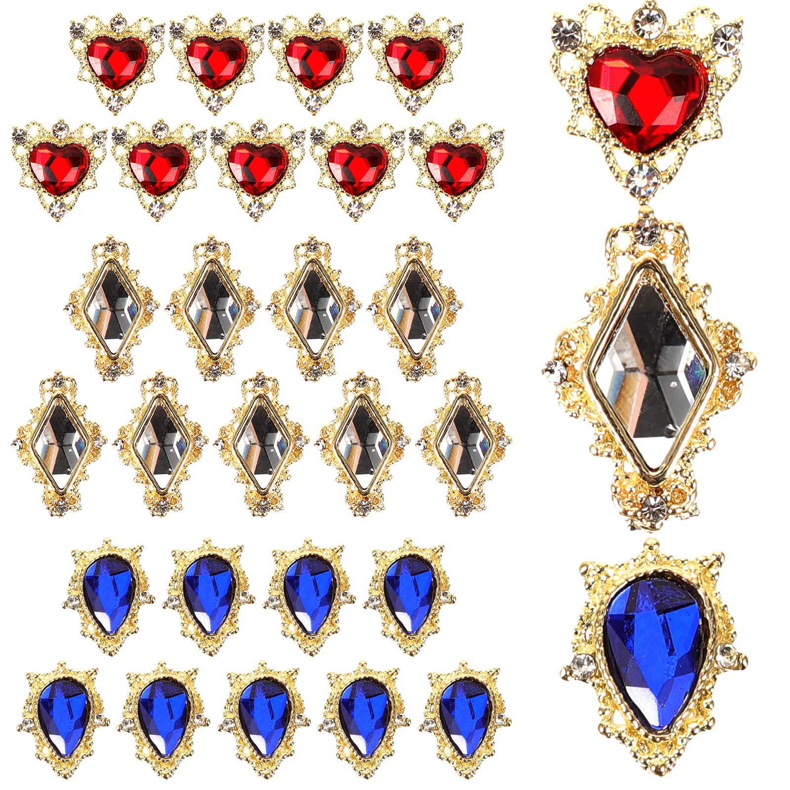 

30Pcs Alloy Drill Nail Art Charms Creative Design Shiny Rhinestones for Nail Decorations Manicure Supplies Women Girls Party Use