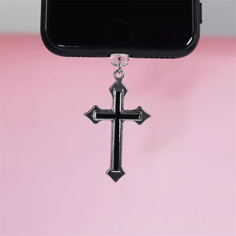 Alloy Cross Mobile Phone Anti-Dust Plug For iPhone Samsung Huawei Type C Android Charging Port Protectors Dustplugs Accessories view 5