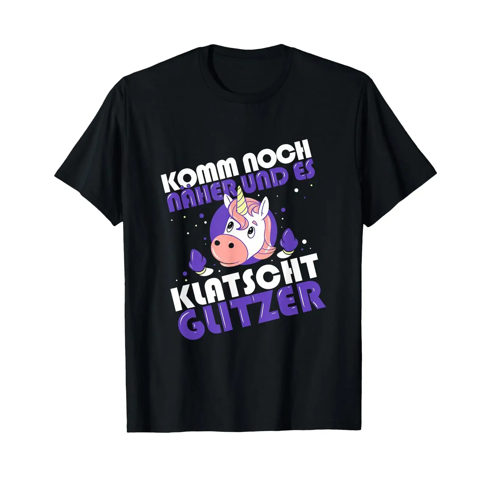 Unicorn Come Closer and It Slaps Glitter T Shirt vintage Washed fashion designer clothes homme Comfortable Casual Versatile