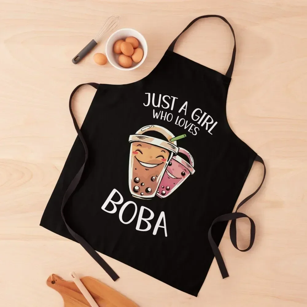 

Just A Girl Who Loves Boba Apron for women halloween For Kitchen Women Apron