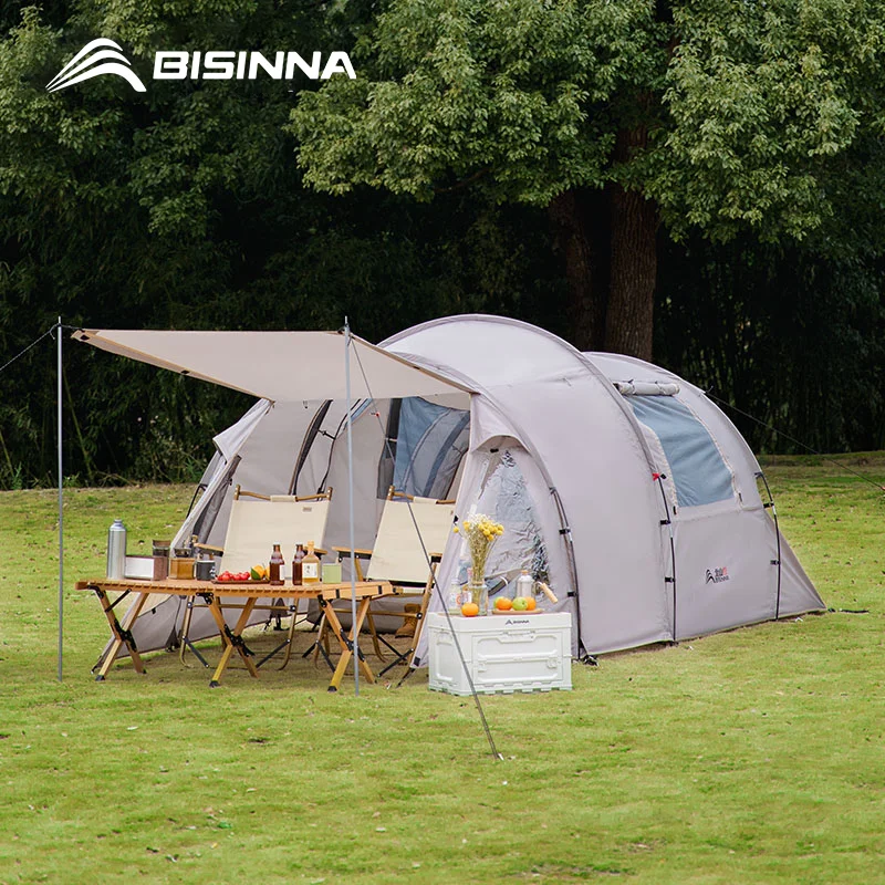 

BISINNA 4-6 Persons Camping Tunnel Tent Large Space Portable Outdoor Picnic Hiking Travel Tourist Awning Shelter