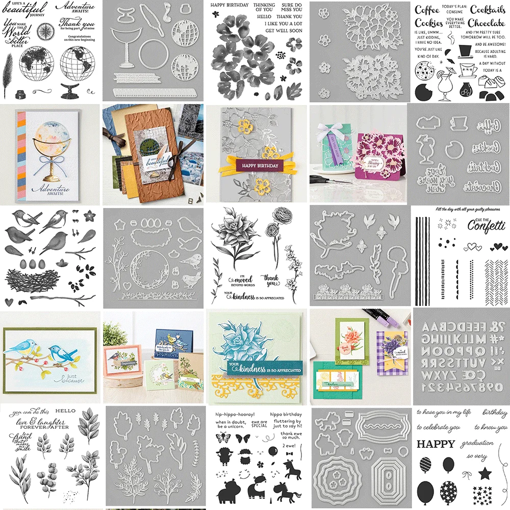 Schöne Welt, so sehr glücklich, Bündel, transparente Stempel und Metall-Stanzformen für DIY-Bastelarbeiten, Karten, Scrapbooking, Dekoration – Detail 1