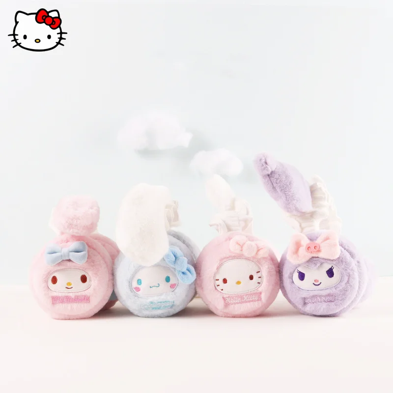 Sanrio Kawaii Anime Hellokitty Earmuffs Kuromi Cinnamorol Warm Ear Warm Fungus Winter Plush Outdoor Riding Cold Ear Protection