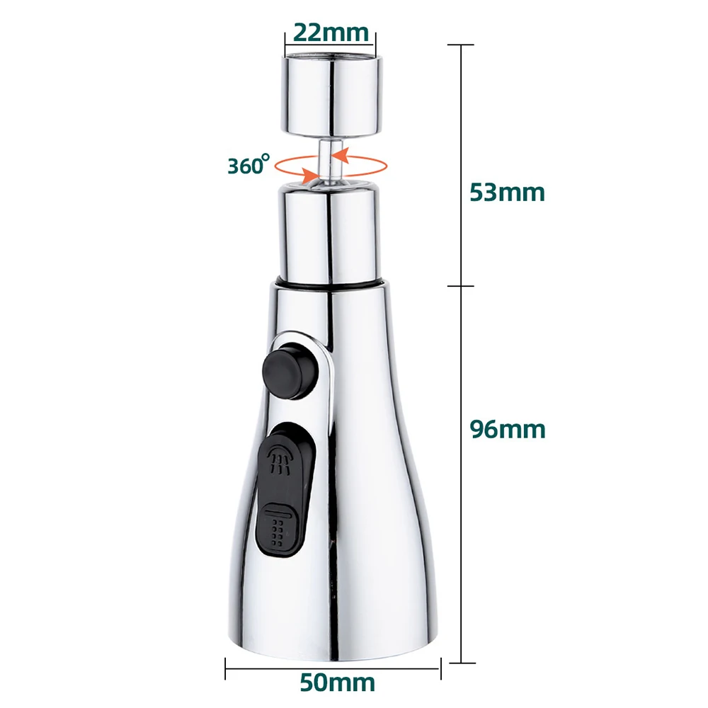 Robinet de Cuisine Rotatif Anti-éclaboussures, Aérateur d\'Évier à Percussion, Résistant à 360 Degrés, 3 Modes d\'T-shirts d\'Eau, Adaptateur de Buse