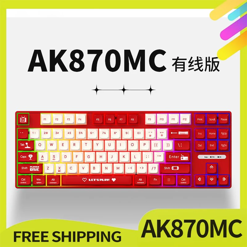 

Ajazz Ak870mc Wired Mechanical Keyboard 87key Hot Swap Rgb Customization Keyboard For Win/Xp/Mac Computer Accessories