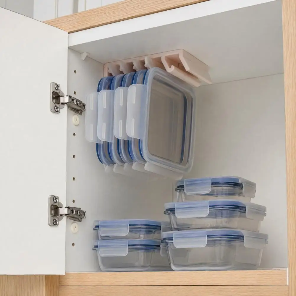 Under Cabinet Organizer Rack Kitchen Food Container Lid Holder Space Saver Shelf Hanger Bracket No Drill Self Adhesive