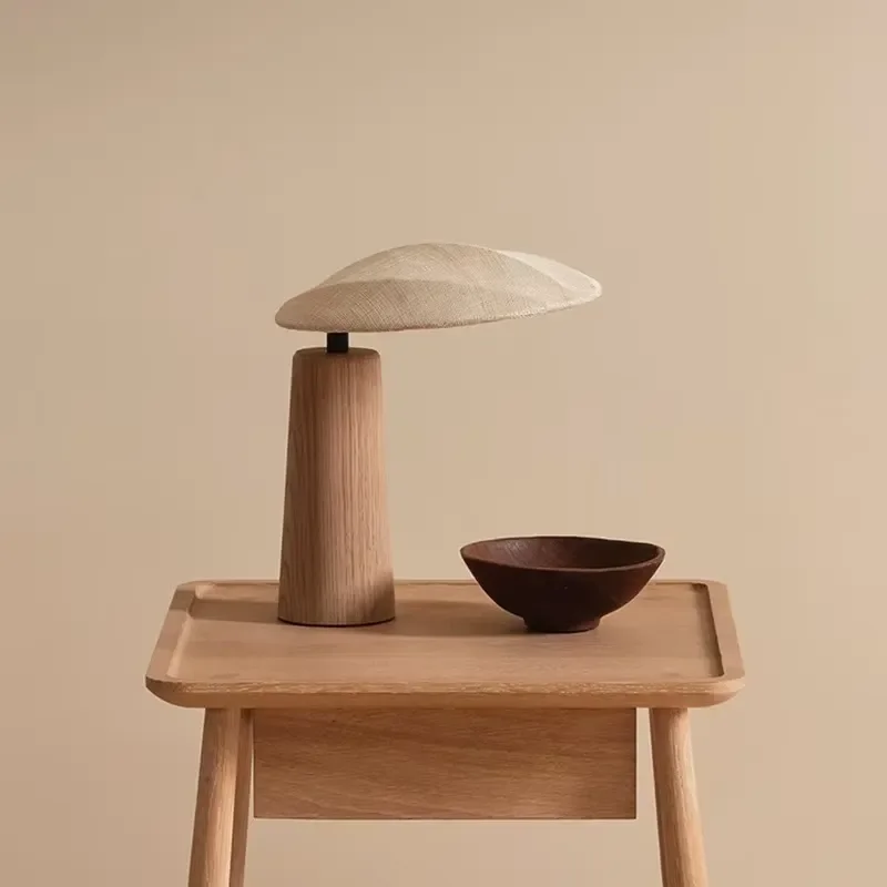 Simple solid wood bedroom bedside table lamp Japanese log homestay coffee table vacation rental house fabric decoration table