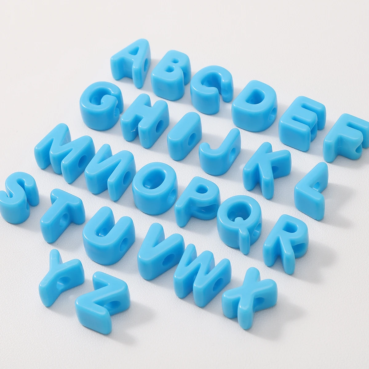 20pcs Blue Big Hole Acrylic Letter Beads, For Handcraft Ornament Alphabet Spacer Necklace Accssories DIY Jewelry
