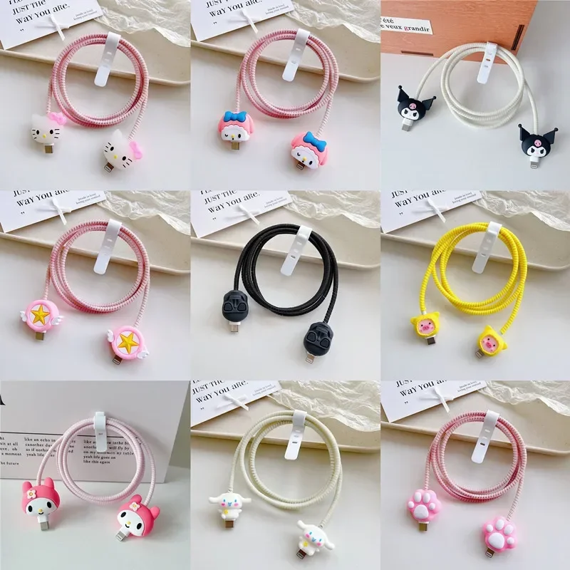 4Pcs/set Cute Cable Winder For For Iphone Protective Cover For Huawei Samsung Data Cable Head Bite Protector Sleeve