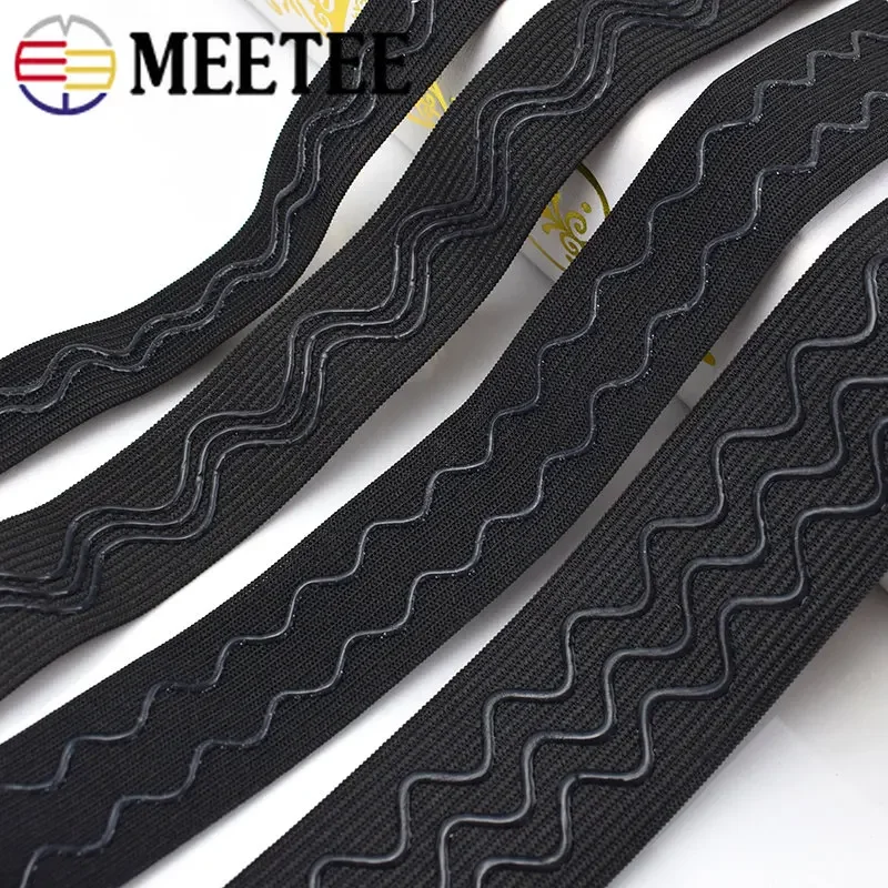 2/5/10Meters Non-slip Elastic Band 2-4cm Wave Rubber Tape Garment Sport Pants Belt Underwear Shoulder Strap DIY Sewing Accessory