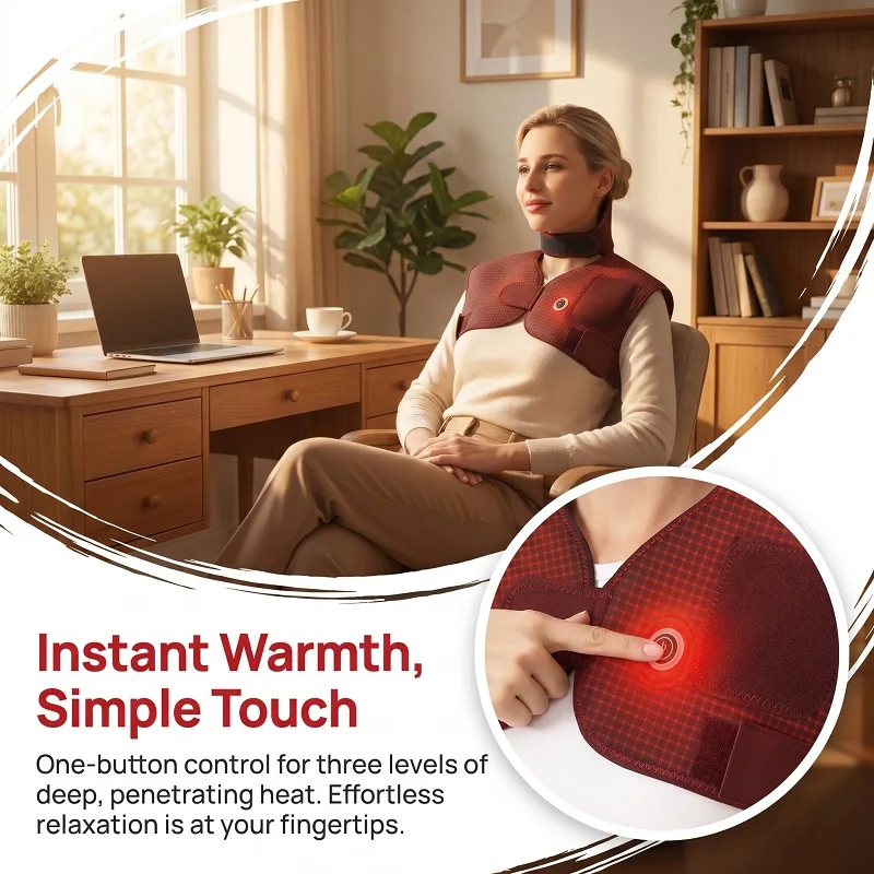 Electric Heating Shoulder Neck Pad Massager 3 Gear Hot Compress Cervical Shawl Warmer for Shoulder Neck Back Relax Brace
