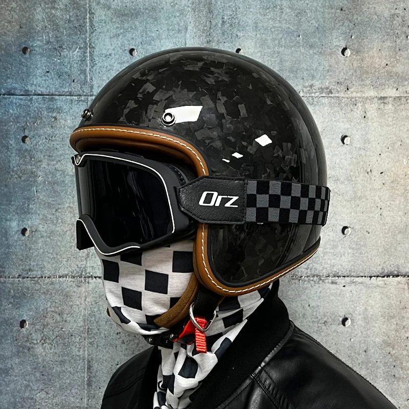 

VOSS latest carbon fiber retro helmet motorcycle helmet 3/4 open face capacete vintage men and women four seasons half helmet