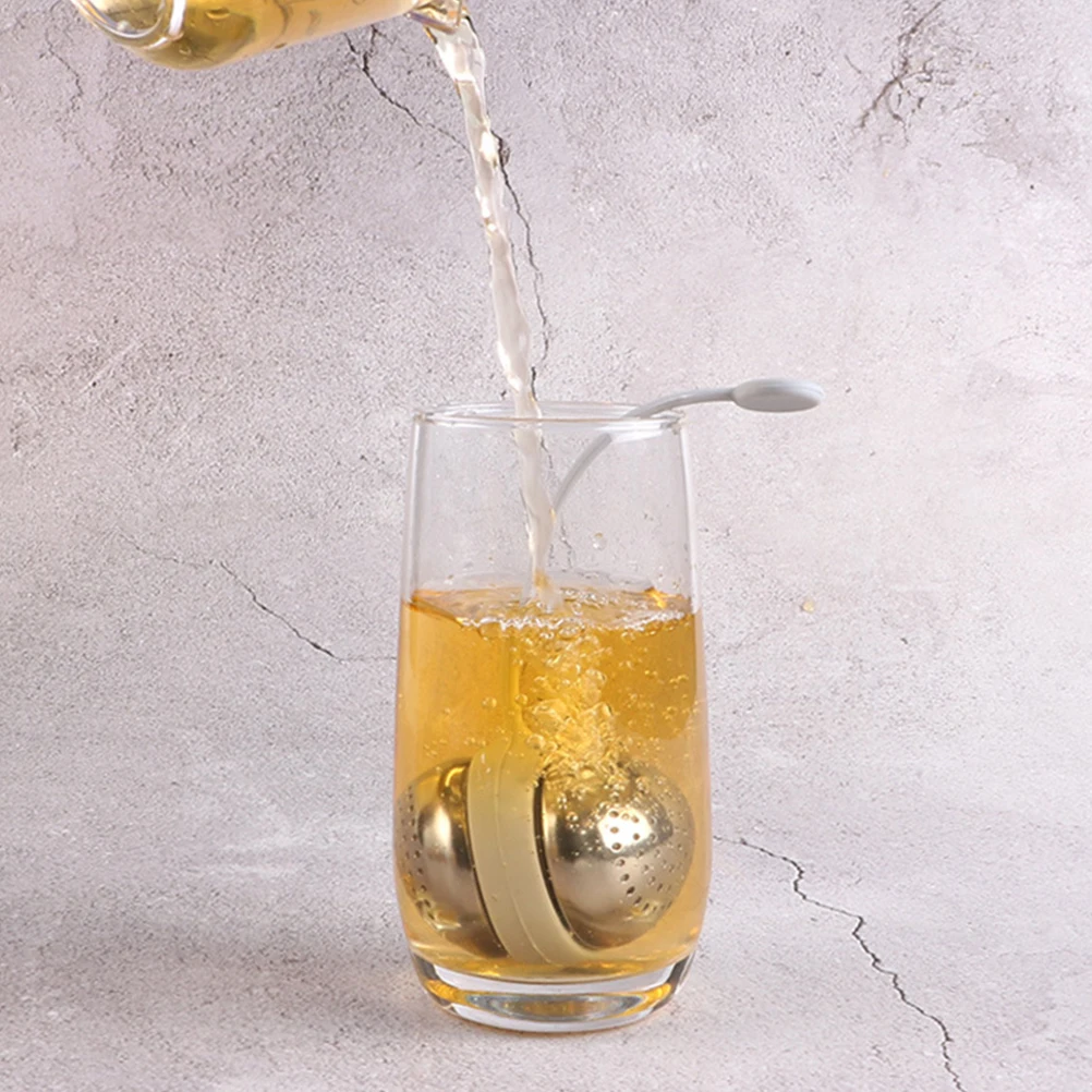 

2pcs Stainless Steel Silicone Filter Round Ball Strainer Gold Blue Ultra Fine Mesh Leak Proof Infuser For Tea Leaves