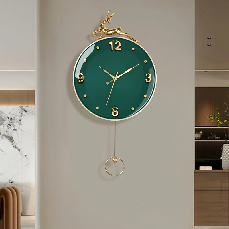 

Nordic Deer Head Swing Clock, Современные домашние настенные часы, Бесшумные настенные часы, Гостиная, Кварц, Роскошь, Новинка