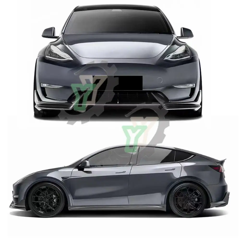 For Tesla Model Y 2021 2022 2023 Car Front Bumper Lip Chin Guard Trim Styling Cover Modified Body Kit Diffuser Accessories