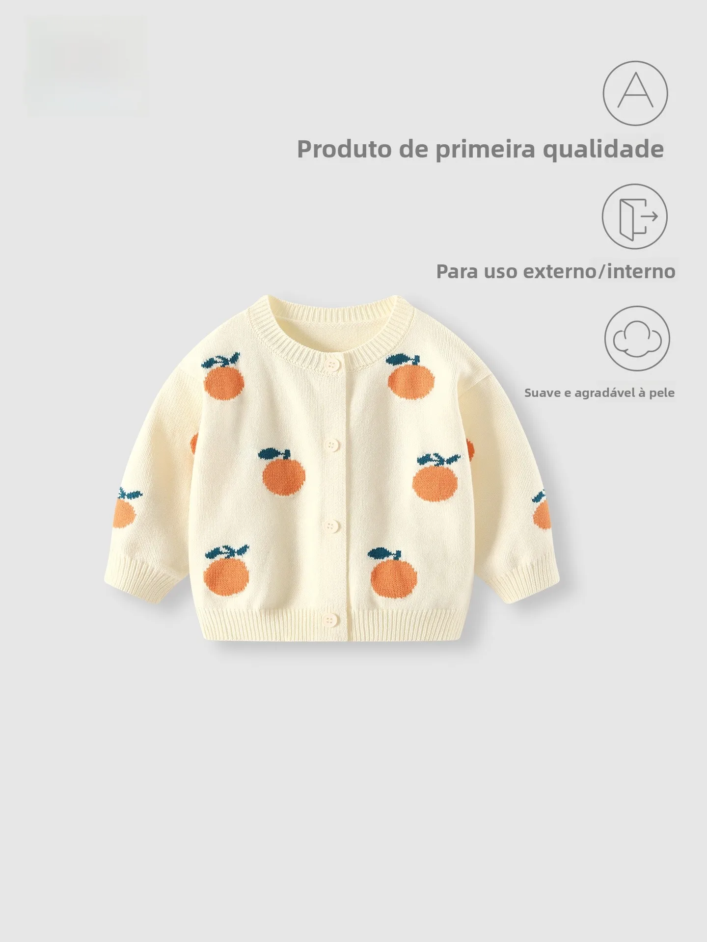 春の新作ベビーガールニットセーターおしゃれなオープンカーディガンコットンソフト長袖ラウンドネックフルーツ柄トップス