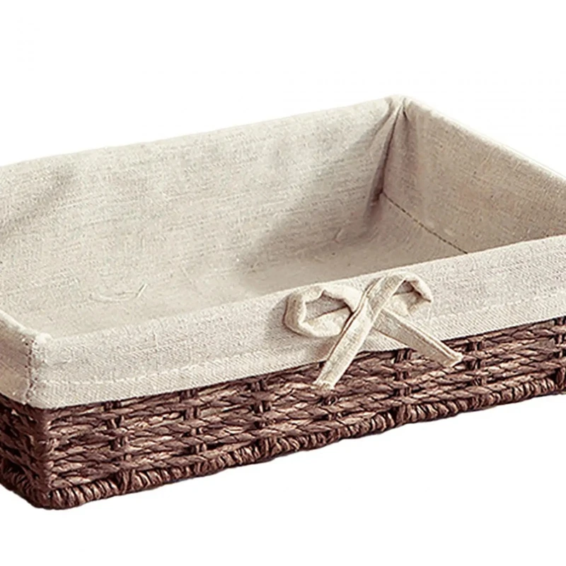 Cestas tecidas do piquenique para o armazenamento, placa do pão, corda de papel, pastelaria, almoço, aperitivo, pequeno-almoço, novo