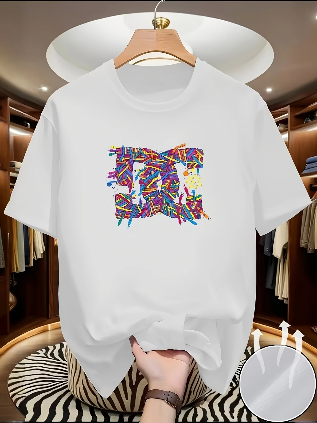 Men 100% Cotton Smiling Glitter Broken Bear Graphic Print T Shirts Short Sleeve Avant-garde Casual Summer Streetwear Tops