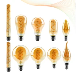 Ampoule à Filament LED C35 T45 ST64 G80 G95 G125 Spiral Light 4W 2200K lampes rétro Vintage éclairage décoratif Dimmable lampe Edison