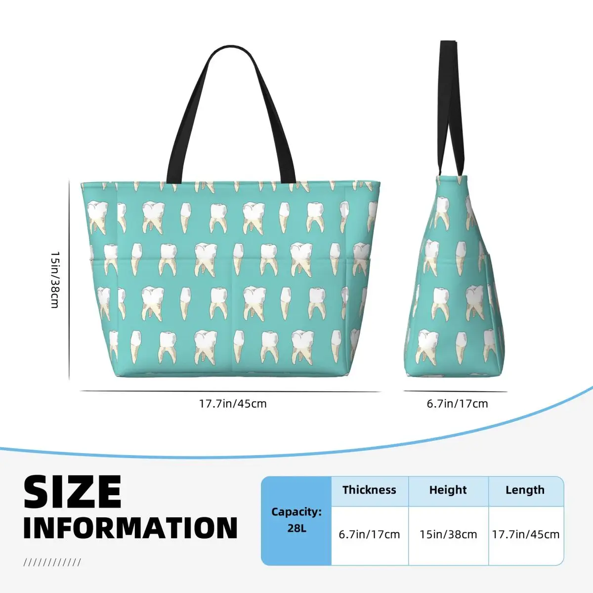 Dentist Tooth Teeth Beach Tote Bag Sport Gym Yoga Duffle Large Tote Bag Women Travel Bag Fitness bag