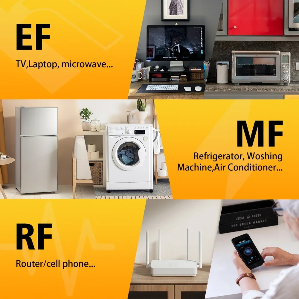 3in1 EMF متر المجال الكهربائي المجال المغناطيسي RF كاشف إشعاع في الوقت الحقيقي منحنى الرسم البياني اختبار الإشعاع الكهرومغناطيسي إنذار #3