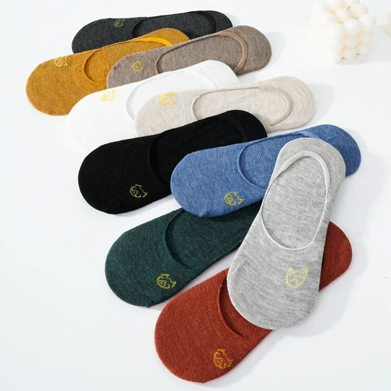 5 Pairs/Lot Women's Silicone Non-Slip Invisible Boat Socks Cotton Summer Breathable Anti-Slip Cushion Low Cut No-Show Socks