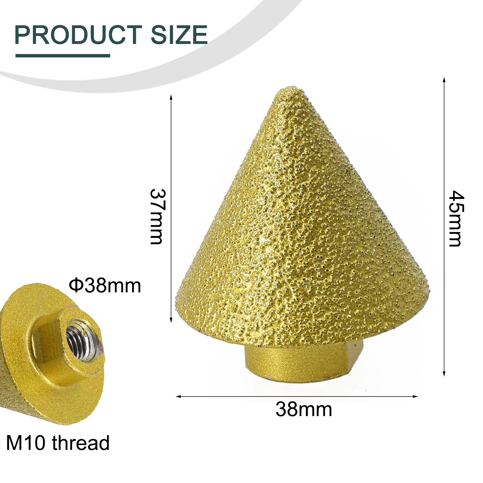 1Pc M10 Conical Diamond Grinding Wheel For 100 Type Angle Grinder For Chamfering Grinding Finishing Stones Power Tools