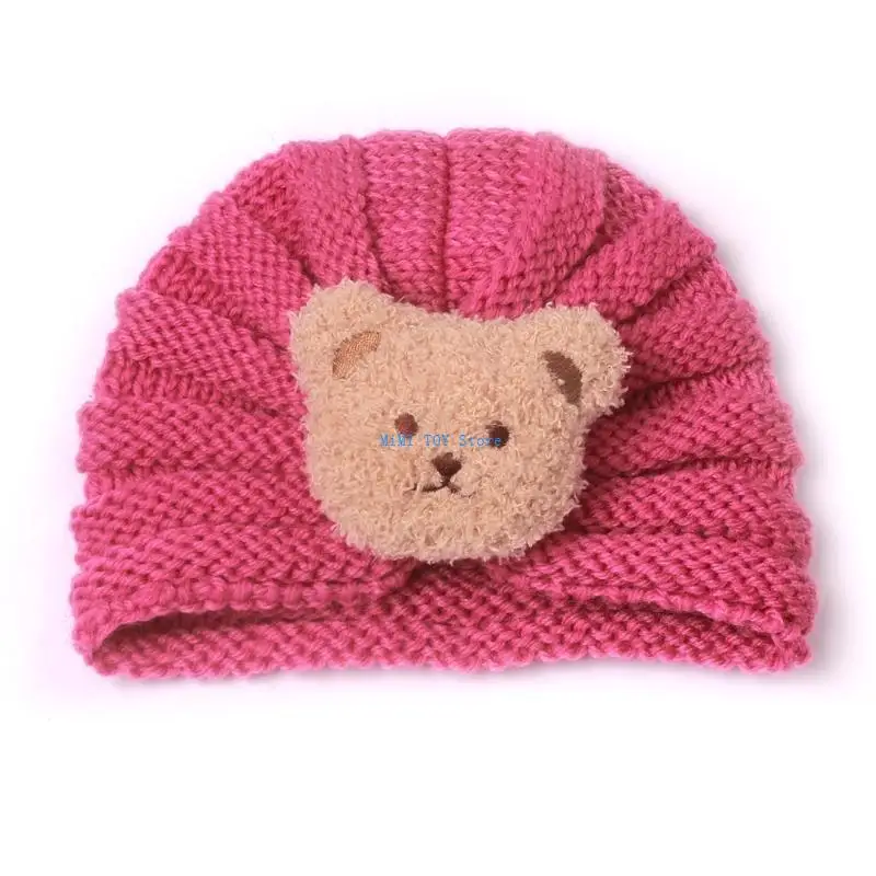 

24BE Toddler Kids Winter Warm Beanie Hats for Boys and Girls Crochet Knit Bear