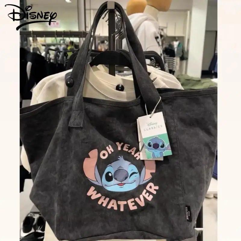 

New Disney Stitch Denim Shoulder Bag Handbag Kawaii Cartoon Travel Commuting High-Capacity Anime Practical Creative Couple Gifts