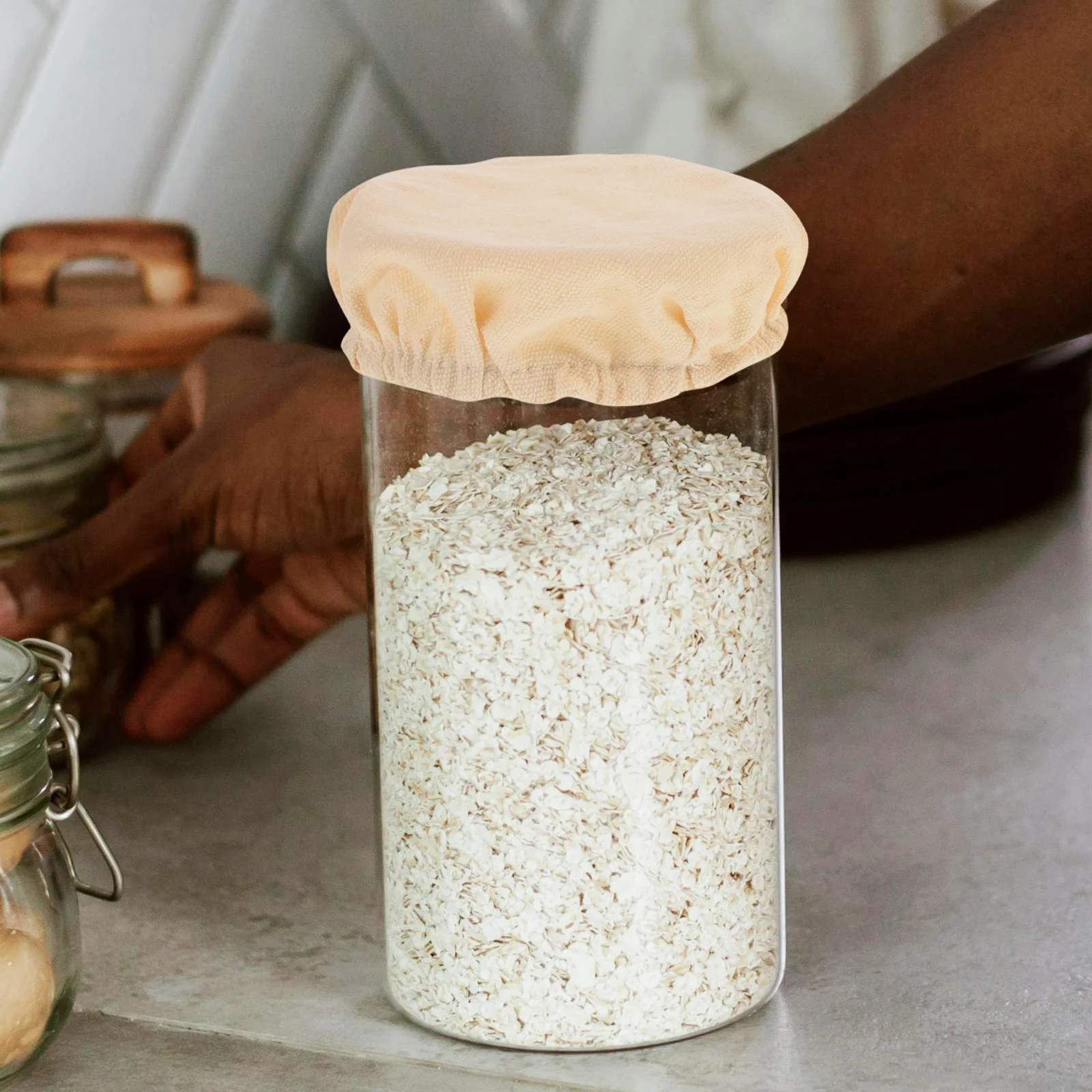 

4pcs Jar Cloth Lid For 6-7.5Cm Diameter Glass Jars Bread Fermentation Cover Sourdough Proofing Kitchen Storage Bottle Cover