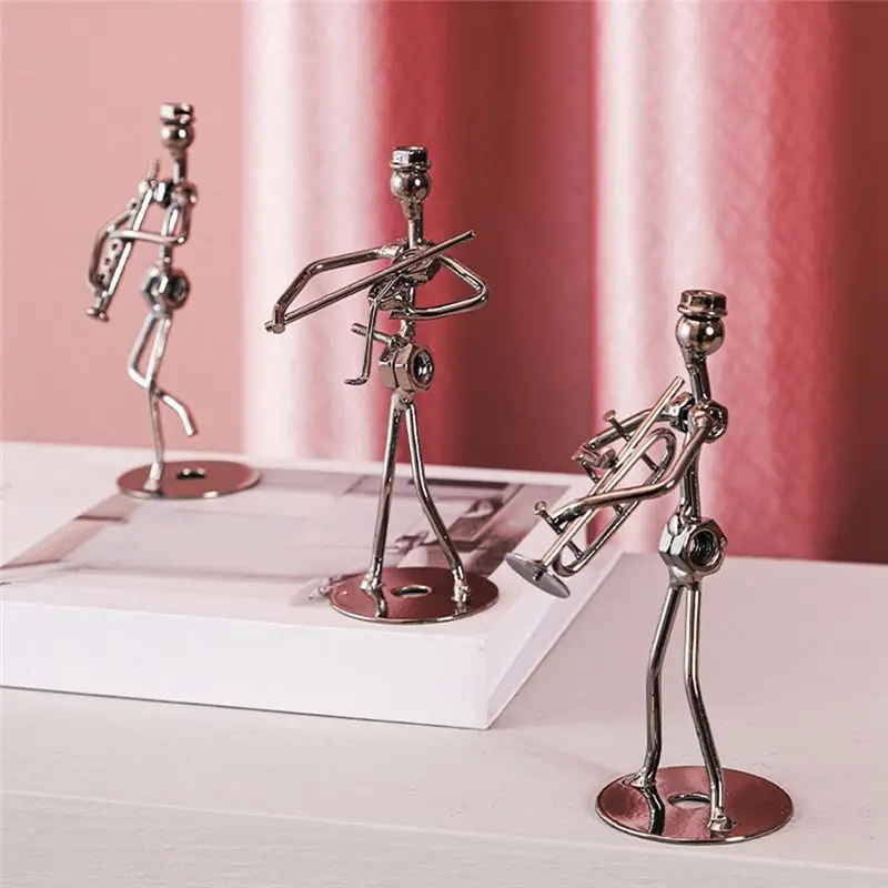 B84B Little Iron Art Musician for Creative Band Crafts Set, 8 Pack Music Decor for Home Office Desk, Birthday Gift, 13cm