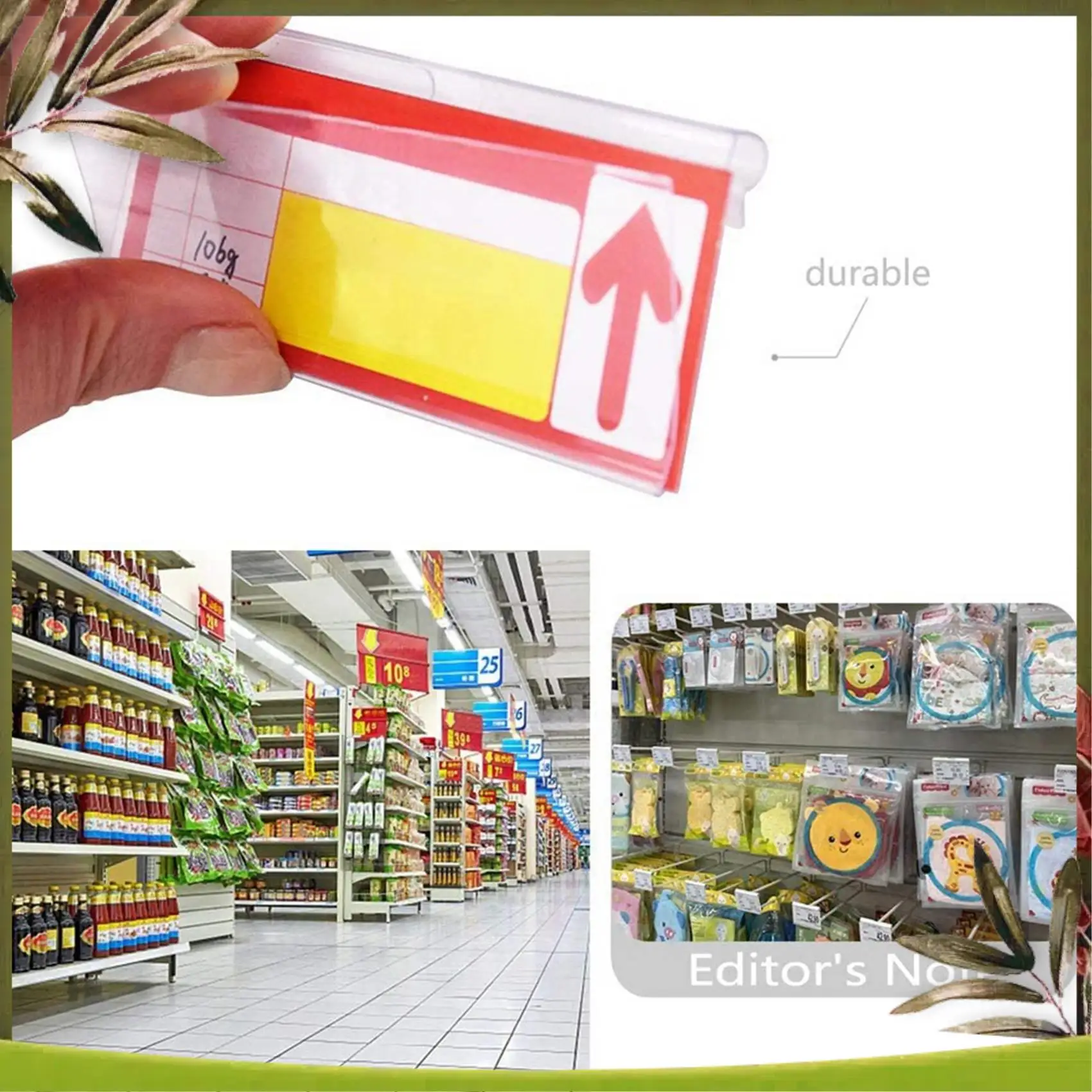 ABDW-200Pcs أصحاب الملصقات البلاستيكية الشفافة لرف الأسلاك سعر التجزئة تسمية أصحاب البضائع علامة عرض حامل (6 × 4 سم)