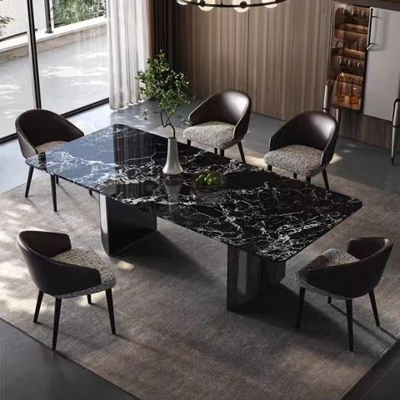 Italian Design High-end Villa Dining Table Method Black Restaurant Dining Table Originality Home Furniture Mesa De Jantar FYDT