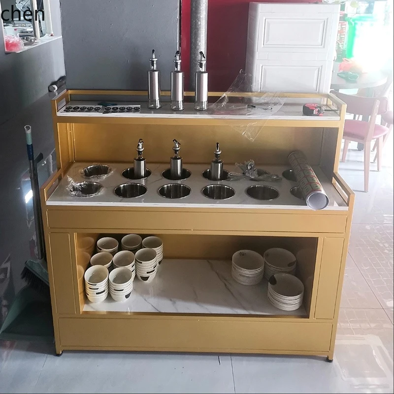 ZML Small Condiment Table Restaurant Seasoning Table Barbecue Restaurant Fruit Cold Dish Display Stand