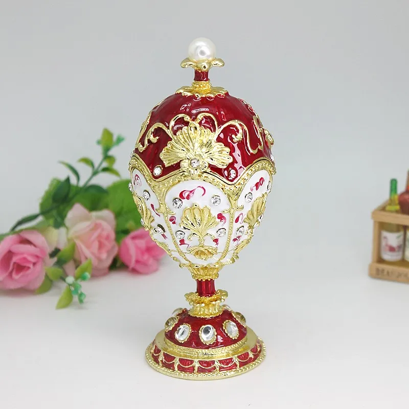 SHINNNYGIFTS Russian Souvenir Faberge Egg Trinket Box High Foot Pearl Egg Decorative Box