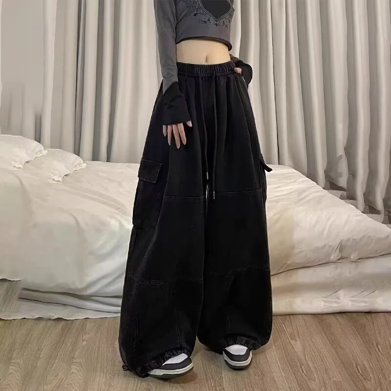 

Брюки-карго женские, унисекс, летние, из полиэстера, широкий крой, милый, крутой стиль, городские, социальные, быстросохнущие, впитывающие влагу, легкие, OL