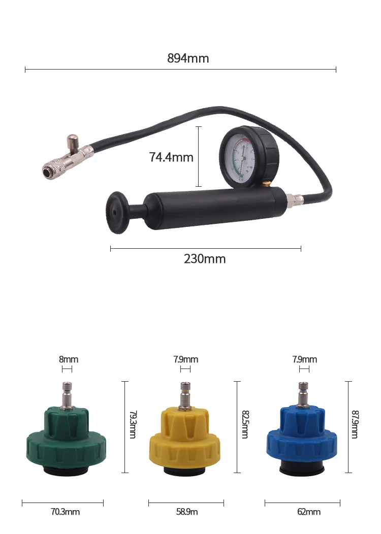 15/18PCS Automobile Water Tank Pressure Leak Detection Tool Coolant Replacement Leak Tester Vacuum Pressure Gauge Detection