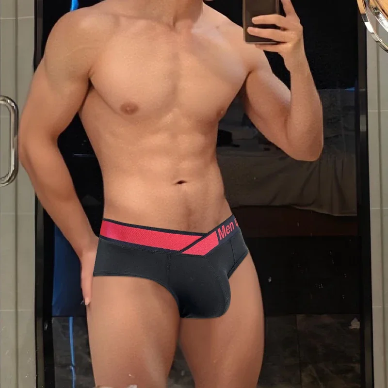 Men's Underwear Sport Comfort Laser Gradient Belt Low Waist High Fork Ropa Interior Hombre Swimming Briefs